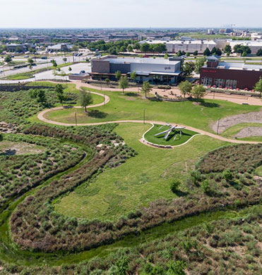 Landscaping around a walking trail